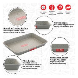 HAZEL Non Stick Cake Tray for Baking Rectangular Shape For Homemade Cake with Granite Finish Nonstick Cake Baking Tray  1250 ml Grey - Pack of 1 image 3