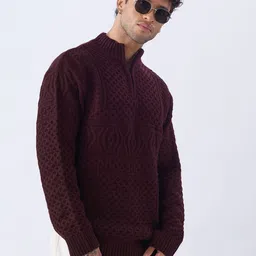 The Souled Store Men Cable Knit Oversized Pullover-picture-32