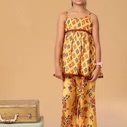 The Mini Trunk Girls Floral Printed Shoulder Straps A-Line Kurta With Palazzo-image-66
