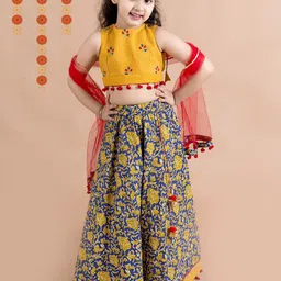 pspeaches Girls Embroidered Ready to Wear Lehenga & Blouse With Dupatta-image-65