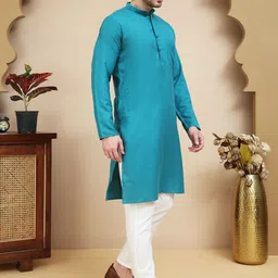 Anouk Rustic Men Solid Cotton Kurta with Pyjamas image 2