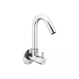 Jabra Sink Cock (L) Flora Series Brass Chrome Finish Wall Mount Silver-image-91