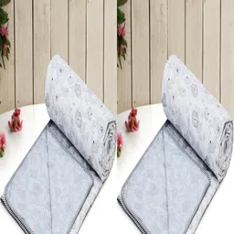 RRC Blue & White Set of 2 Floral AC Room 150 GSM Single Bed Dohar-image-53