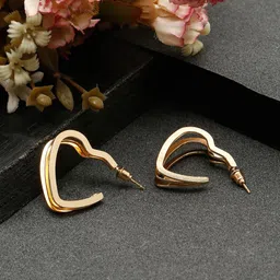 Stoln Gold Plated Heart Shaped Half Hoop Earrings-31