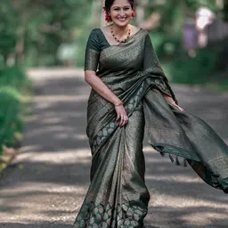 SHOP DROP Ethnic Motifs Printed Zari Mysore Silk Saree-picture-57