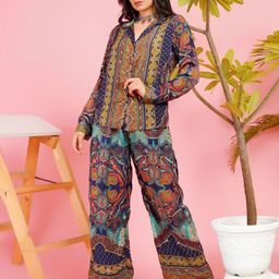 Boholyfe Boho Nights NavyShirt With Trouser Co-Ord Set-picture-45