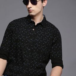 WROGN Men Black Abstract Printed Slim Fit Pure Cotton Casual Shirt-image-39