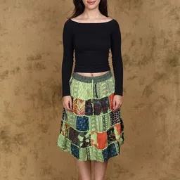 Exotic India Printed A-Line Mini Skirt-image-54