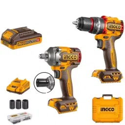 Ingco 20 V Cordless Impact Drill and Impact Wrench Combo Kit with 13 mm Chuck Capacity, CKLI20275-6