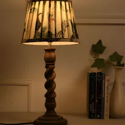 green girgit Brown Wood Bell Shaped Table Lamp-32