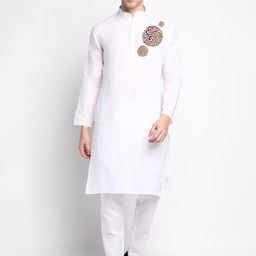 PulseIQ Men Ethnic Motifs Printed Mandarin Collar Straight Kurta Set-picture-24