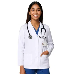 Uniformer L Size Full Sleeves Lab Coat White Cotton & Polyester Blend Durable & Comfortable for Women-picture-0