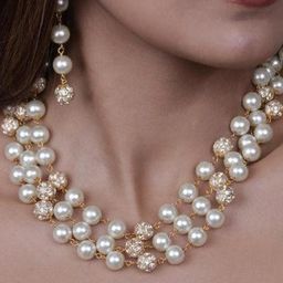 GEO JEWELS Gold-Plated Brass Pearls Jewellery Set-image-22