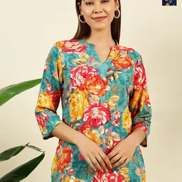 THE FAB FACTORY Women Pack Of 2 Floral Printed Mandarin Collar Top-picture-21