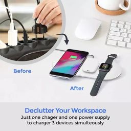 UNIGEN Unidock 3 in 1 Type C Wireless 20 W White Charging Mat Station With Adapter, UD300WT_AD image 5