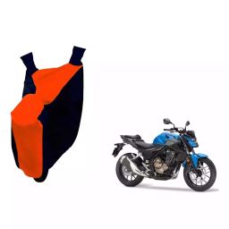 Auto Pearl Waterproof Two Wheeler Cover For Honda CB 500 (Orange & Blue)-32