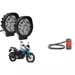 Cartronics 9 Round Cap LED Fog Light With On/Off Switch for Yamaha FZ FI(Set of 2 Pcs)-3