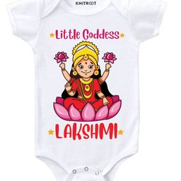 KNITROOT Half Sleeves Little Goddess Printed Onesie - White-picture-22