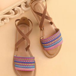 Earthy Touch Premium Ethnic Print Slip On Mojaris - Tan-image-53