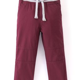 Babyhug Full Length Cotton Trousers Solid - Maroon-image-91