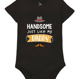 Zeezeezoo Half Sleeves Handsome Just Like My Daddy Text Printed Baby Onesie - Black-image-47