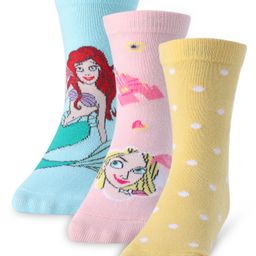 Cute Walk by Babyhug Disney Ankle Length Anti-Bacterial Princess Graphics Socks Pack of 3 - Multicolour-image-70