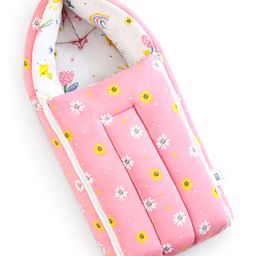 Zoe 100% Cotton Bee Themed Sleeping Bag Cum Carry Nest  -Pink-image-9