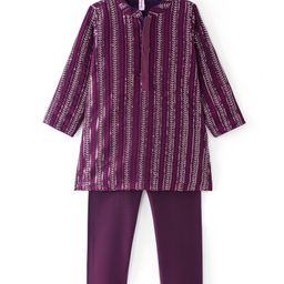 Babyhug Lurex Zari Sequin Embroidered Kurta Pyjama Set - Magenta-image-82