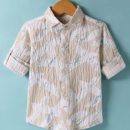 JASH KIDS Cotton Knit Full Sleeves Printed Shirt - Light Brown-image-98
