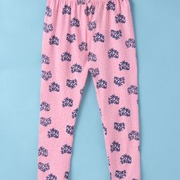 Evimo Single Jersey Knit Full Length Text Printed Legging - Pink-image-53
