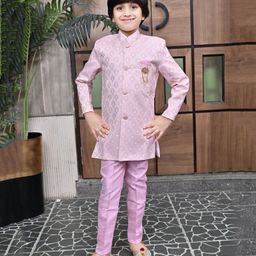BT DEZINES Full Sleeves Floral Motif Printed Sherwani with Pyjama Set - Lavender-image-92