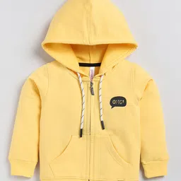giniekids Cotton Lycra Full Sleeves Solid Hoodies - Yellow-picture-40