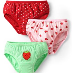 Babyhug 100% Single Jersey Knit Panties With Tropical Theme & Polka Dots Print Pack Of 3 - Red Pink & Light Green-image-9