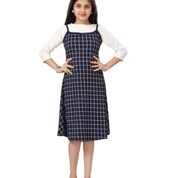 BAESD Checked A-Line Dress-image-23