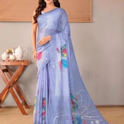 Garden Vareli Floral Printed Pure Chiffon Saree-picture-27