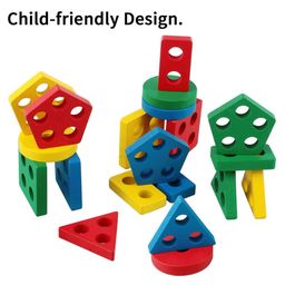 ADKD Geometric Shapes BPA Free Plastic Blocks Pack of 2 Square & Ractangular Board - Multicolour image 2