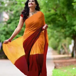 FLOURIOUS Ombre Pure Chiffon Saree-picture-15