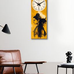 OLIVE TREE Yellow & Black Ethnic Motifs Printed Traditional Wooden Analogue Wall Clock-picture-19