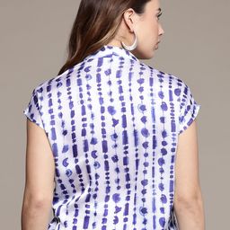 French Connection Abstract Print V-Neck Extended Sleeves Top image 3