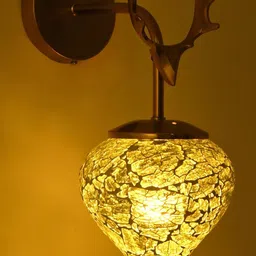 SOMIL Yellow Printed Glass Cylinder Shaped Wall Lamp-image-4