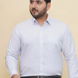 John Pride Men Spread Collar Pinstripes Striped Cotton Formal Shirt-image-98