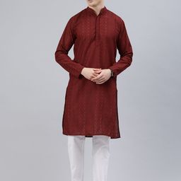 Majestic Man Men Ethnic Motifs Embroidered Chikankari Kurta-picture-51
