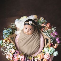 Babymoon Infants Textured Swaddle Wrap With Hairband Baby Photoshoot Props-85