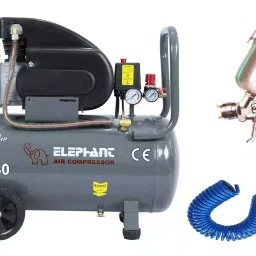 Elephant 2 HP 30 L Lubricated Air Compressor Combo with Paint Spray Gun & PU Pipe PR-01+AC30C-20