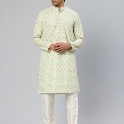Majestic Man Men Floral Printed Thread Work Kurta-picture-36