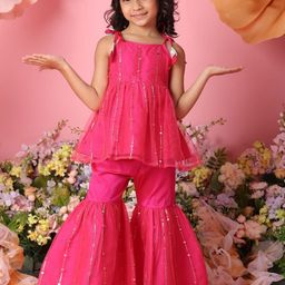SAKA DESIGNS Girls Woven Design A-Line Kurta with Sharara-image-23