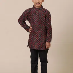Stuffie Land Ethnic Motifs Embroidered Regular Pure Cotton Straight Kurta with Pyjamas-42