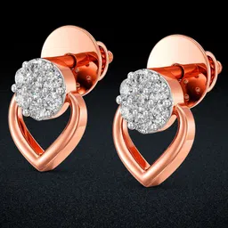 Joyalukkas Women 18KT Rose Gold Glittered Diamond Earrings - 1.63g-picture-11