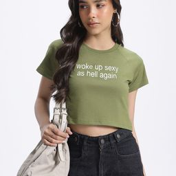glitchez Clever Quotes Crop Regular Fit T-shirt-image-39