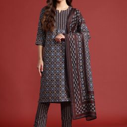 Anouk Printed Regular Gotta Patti Kurta with Trousers & With Dupatta-picture-0